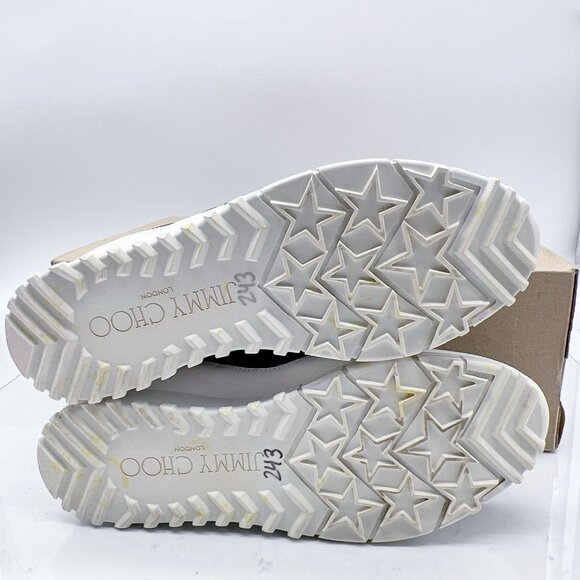 Jimmy Choo Seattle Floral Lace Mesh Trainers Sneaker Black Leather EU 39 US 9 - Picture 9 of 12